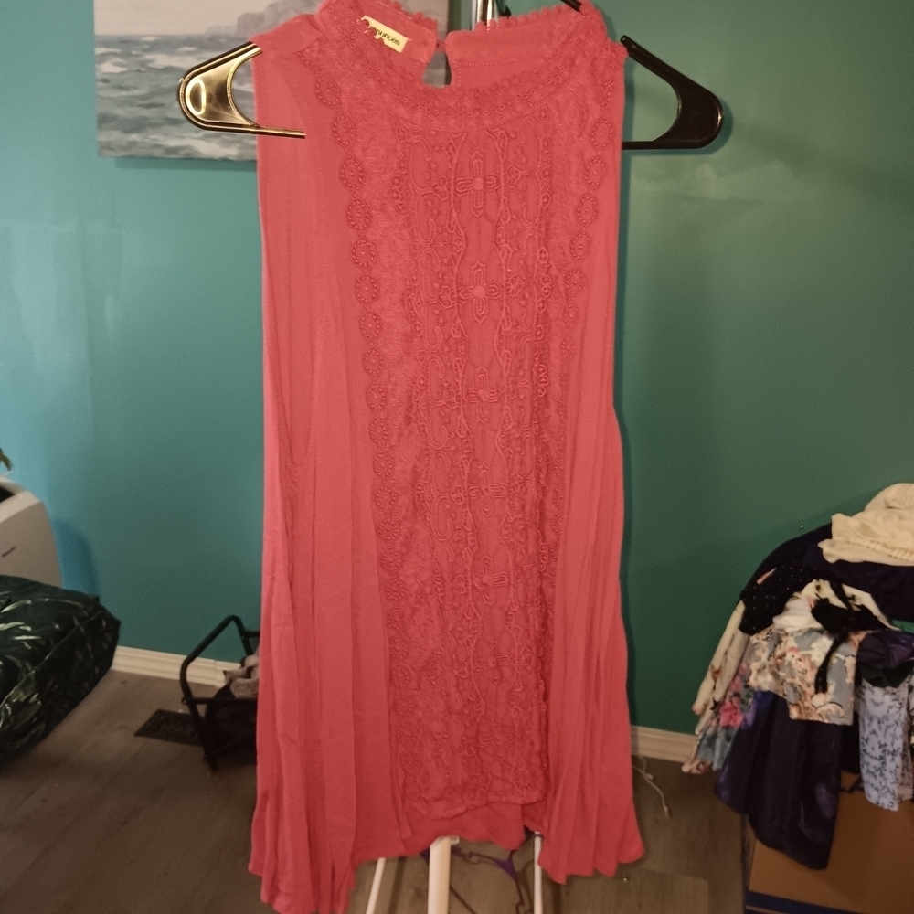 Maurice Pink Sleeveless Lace Top